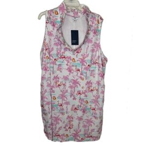 Crown & Ivy Pink Flamingo Print Midi Dress